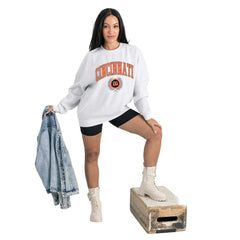 Cincinnati Bengals Gameday Couture Women's Traditional Logo Oversized Premium Fleece Pullover Sweatshirt - Ash on sale
