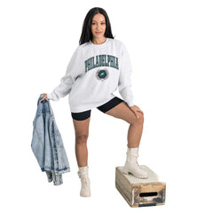 Philadelphia Eagles Gameday Couture Women's Traditional Logo Oversized Premium Fleece Pullover Sweatshirt - Ash outlet