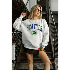 Seattle Seahawks Gameday Couture Women's Traditional Logo Oversized Premium Fleece Pullover Sweatshirt - Ash for sale