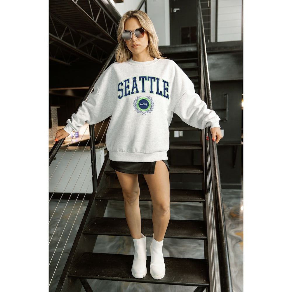 Seattle Seahawks Gameday Couture Women's Traditional Logo Oversized Premium Fleece Pullover Sweatshirt - Ash for sale