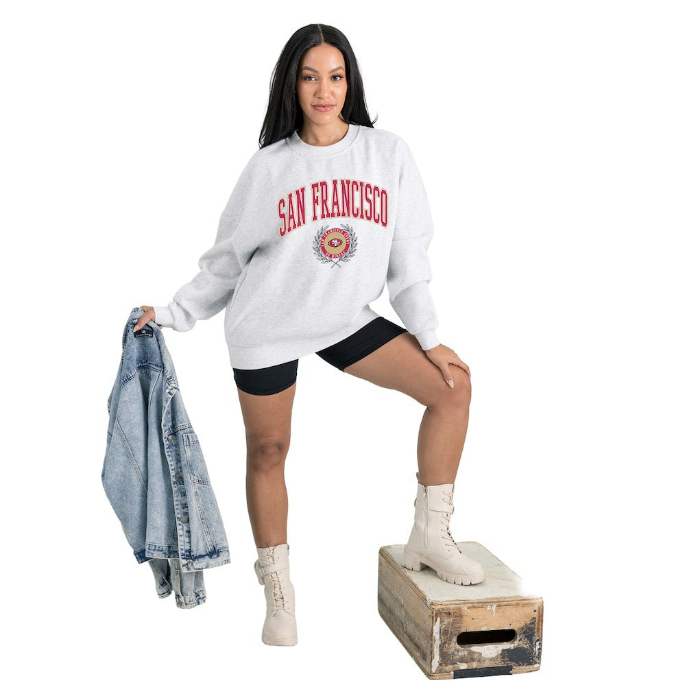 San Francisco 49ers Gameday Couture Women's Traditional Logo Oversized Premium Fleece Pullover Sweatshirt - Ash outlet