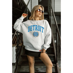 Detroit Lions Gameday Couture Women's Traditional Logo Oversized Premium Fleece Pullover Sweatshirt - Ash discount