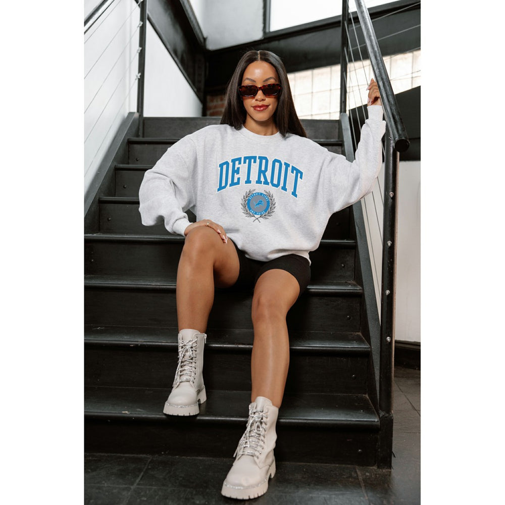 Detroit Lions Gameday Couture Women's Traditional Logo Oversized Premium Fleece Pullover Sweatshirt - Ash discount