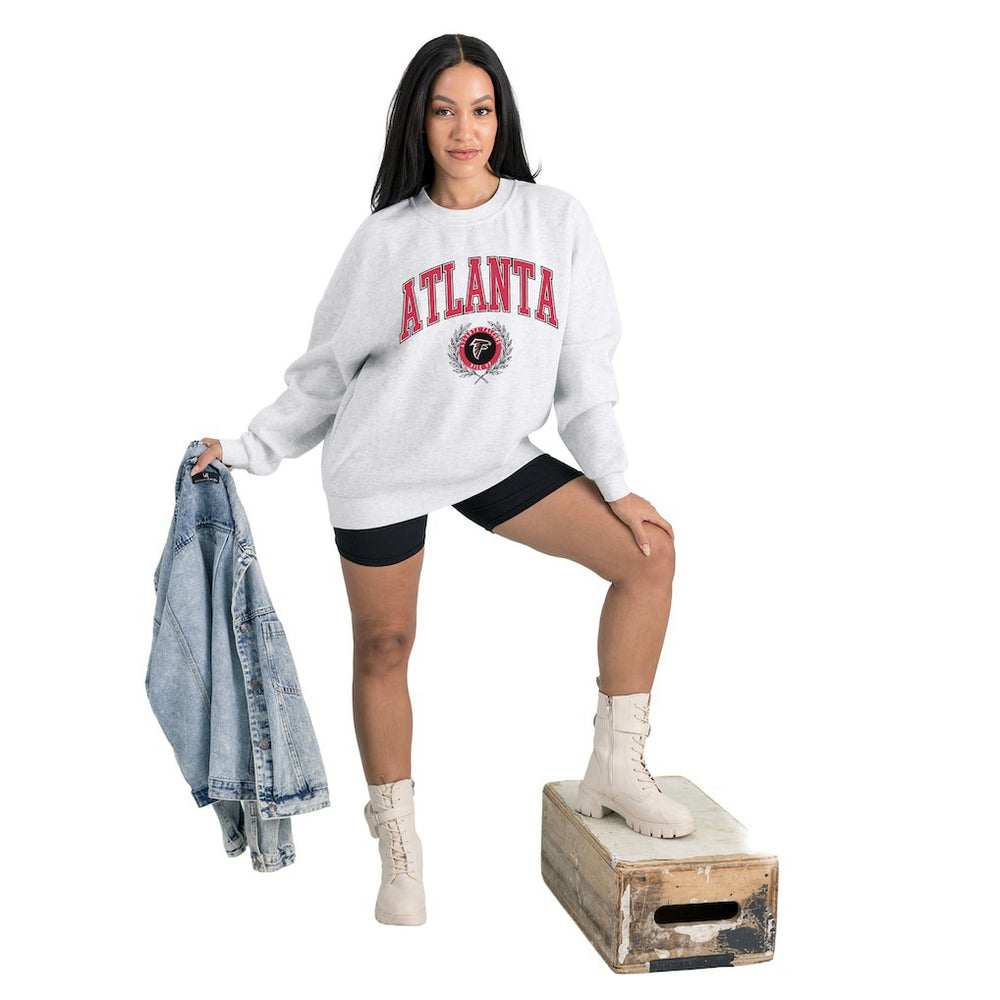 Atlanta Falcons Gameday Couture Women's Traditional Logo Oversized Premium Fleece Pullover Sweatshirt - Ash on sale