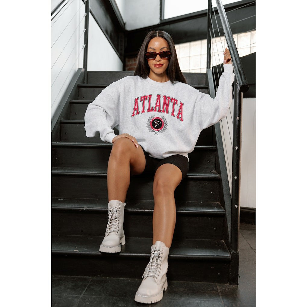Atlanta Falcons Gameday Couture Women's Traditional Logo Oversized Premium Fleece Pullover Sweatshirt - Ash on sale