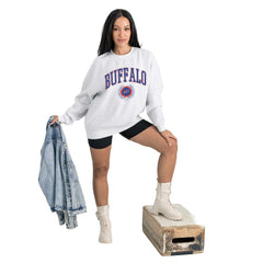 Buffalo Bills Gameday Couture Women's Traditional Logo Oversized Premium Fleece Pullover Sweatshirt - Ash sale