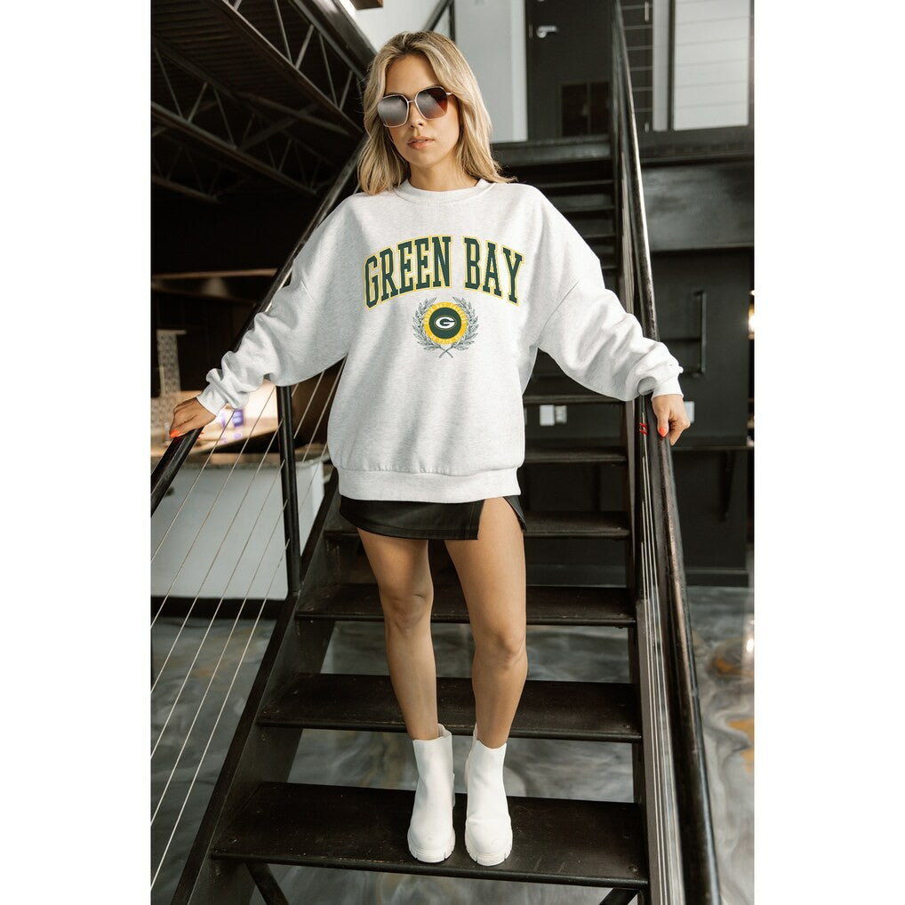 Green Bay Packers Gameday Couture Women's Traditional Logo Oversized Premium Fleece Pullover Sweatshirt - Ash online