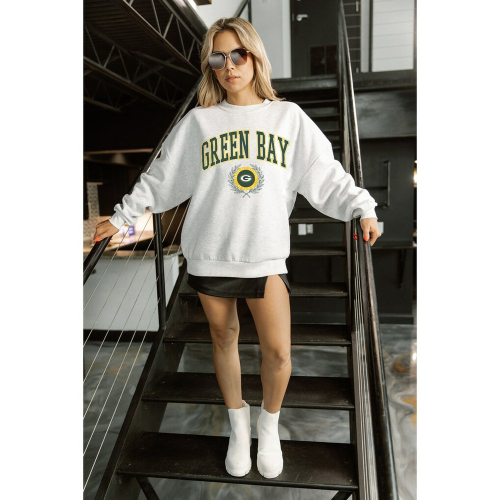 Green Bay Packers Gameday Couture Women's Traditional Logo Oversized Premium Fleece Pullover Sweatshirt - Ash online