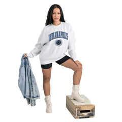 Indianapolis Colts Gameday Couture Women's Traditional Logo Oversized Premium Fleece Pullover Sweatshirt - Ash sale