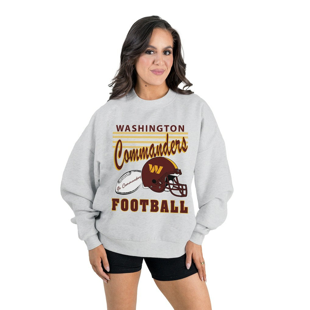 Washington Commanders Gameday Couture Women's Home Turf Oversized Premium Fleece Pullover Sweatshirt - Ash on sale