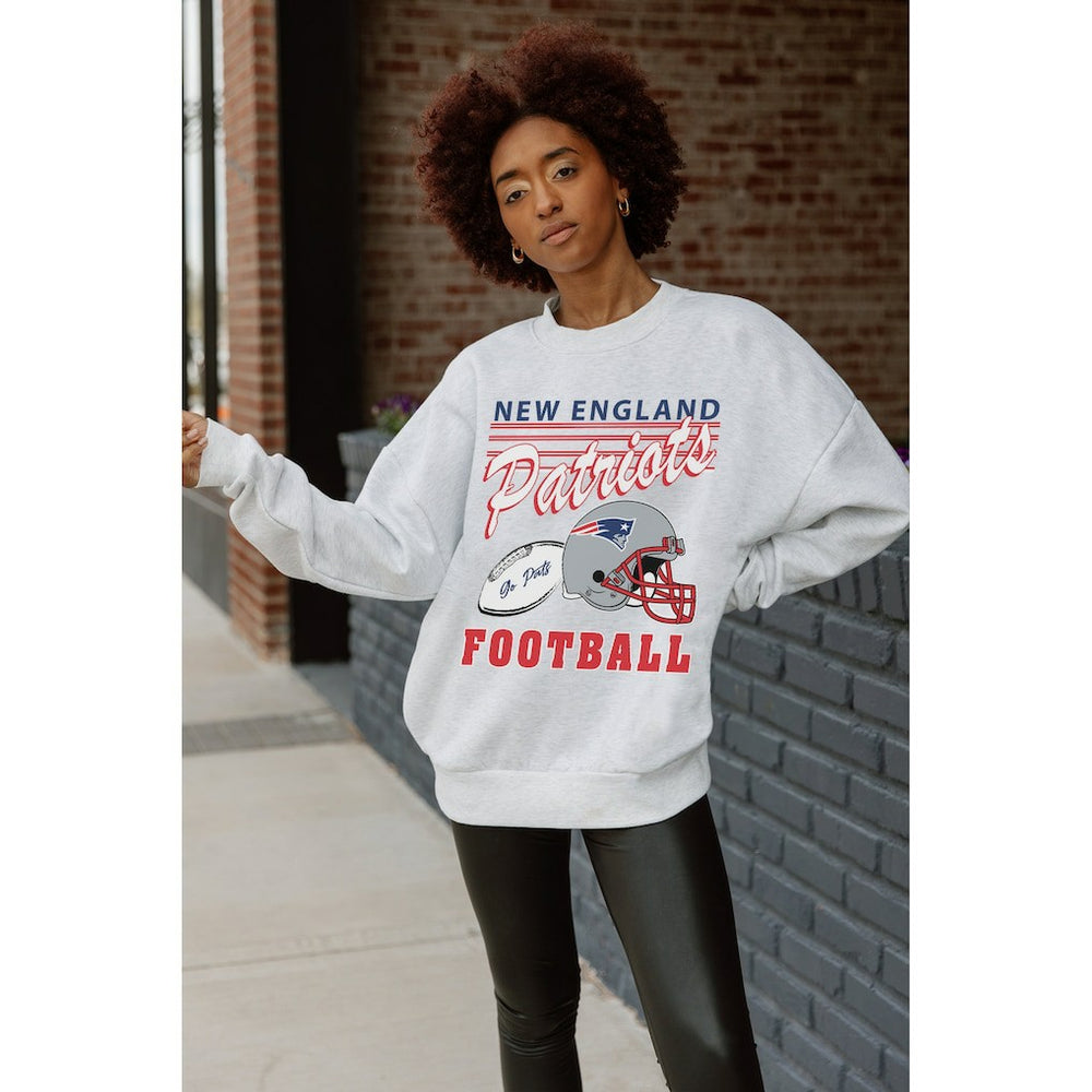 New England Patriots Gameday Couture Women's Home Turf Oversized Premium Fleece Pullover Sweatshirt - Ash online