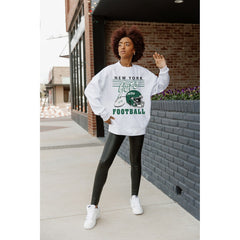 New York Jets Gameday Couture Women's Home Turf Oversized Premium Fleece Pullover Sweatshirt - Ash on sale