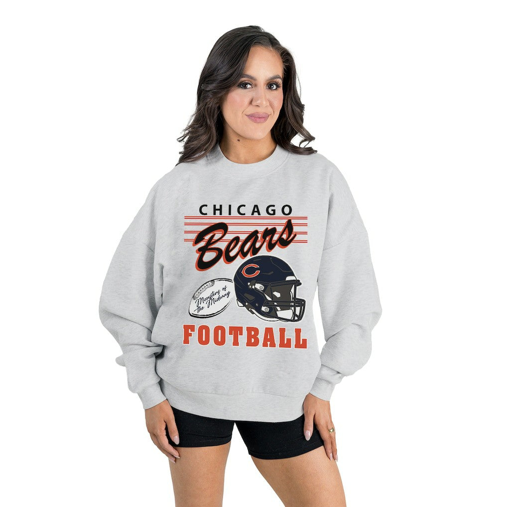 Chicago Bears Gameday Couture Women's Home Turf Oversized Premium Fleece Pullover Sweatshirt - Ash online