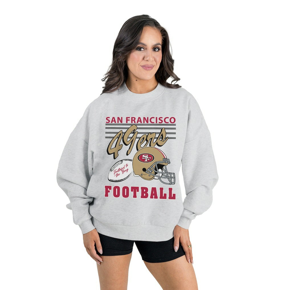 San Francisco 49ers Gameday Couture Women's Home Turf Oversized Premium Fleece Pullover Sweatshirt - Ash cheap