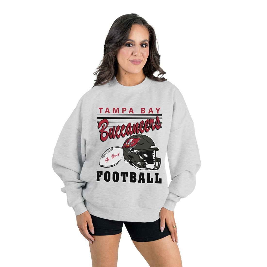 Tampa Bay Buccaneers Gameday Couture Women's Home Turf Oversized Premium Fleece Pullover Sweatshirt - Ash discount