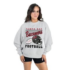 Tampa Bay Buccaneers Gameday Couture Women's Home Turf Oversized Premium Fleece Pullover Sweatshirt - Ash discount