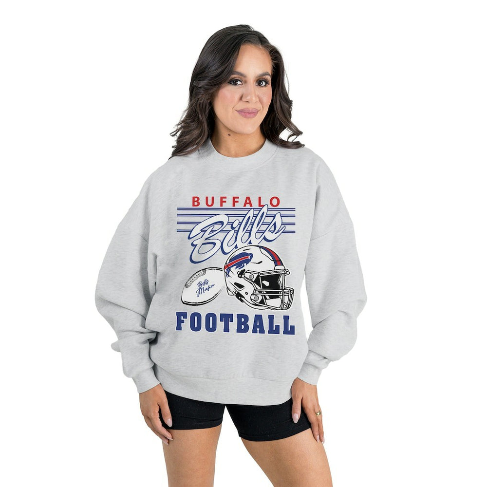 Buffalo Bills Gameday Couture Women's Home Turf Oversized Premium Fleece Pullover Sweatshirt - Ash online