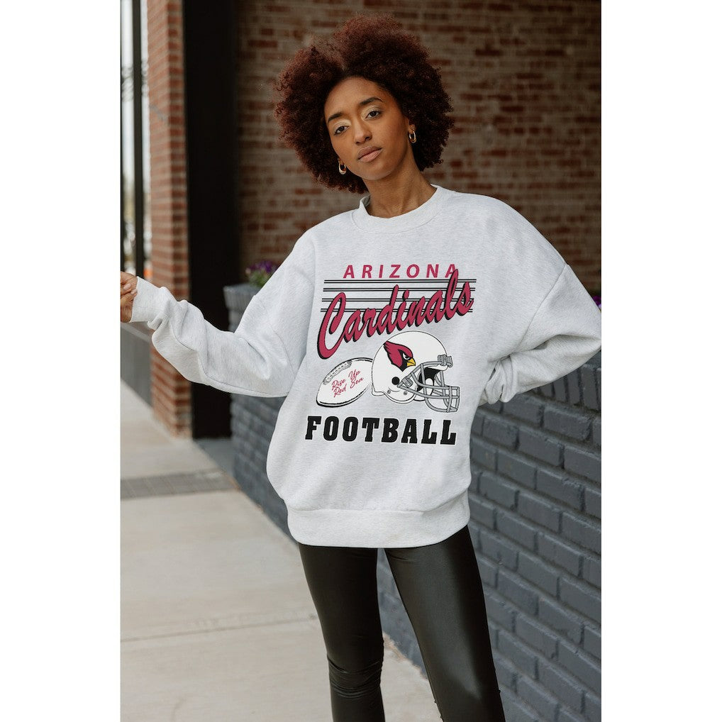 Arizona Cardinals Gameday Couture Women's Home Turf Oversized Premium Fleece Pullover Sweatshirt - Ash outlet