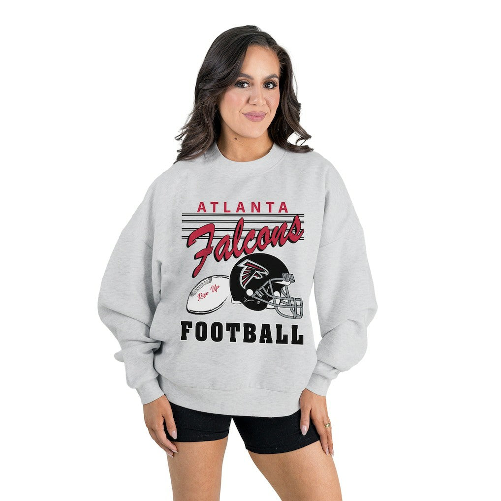 Atlanta Falcons Gameday Couture Women's Home Turf Oversized Premium Fleece Pullover Sweatshirt - Ash discount