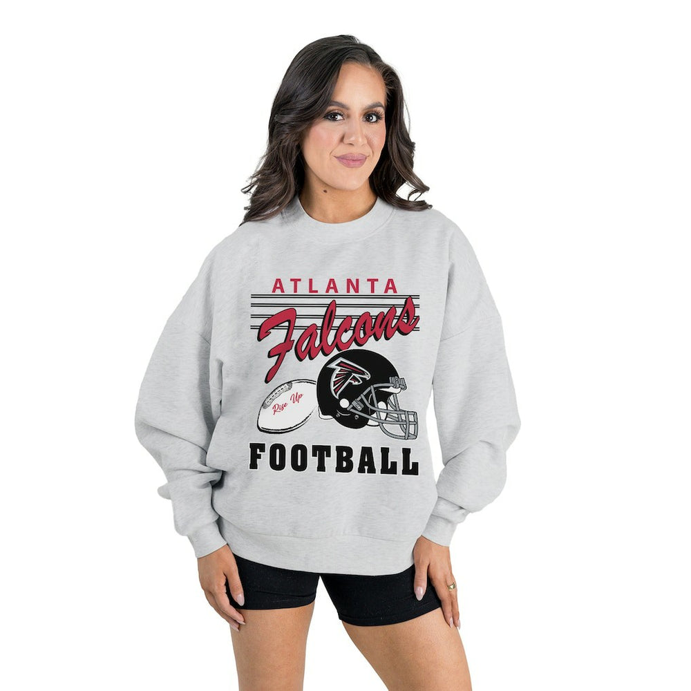 Atlanta Falcons Gameday Couture Women's Home Turf Oversized Premium Fleece Pullover Sweatshirt - Ash discount