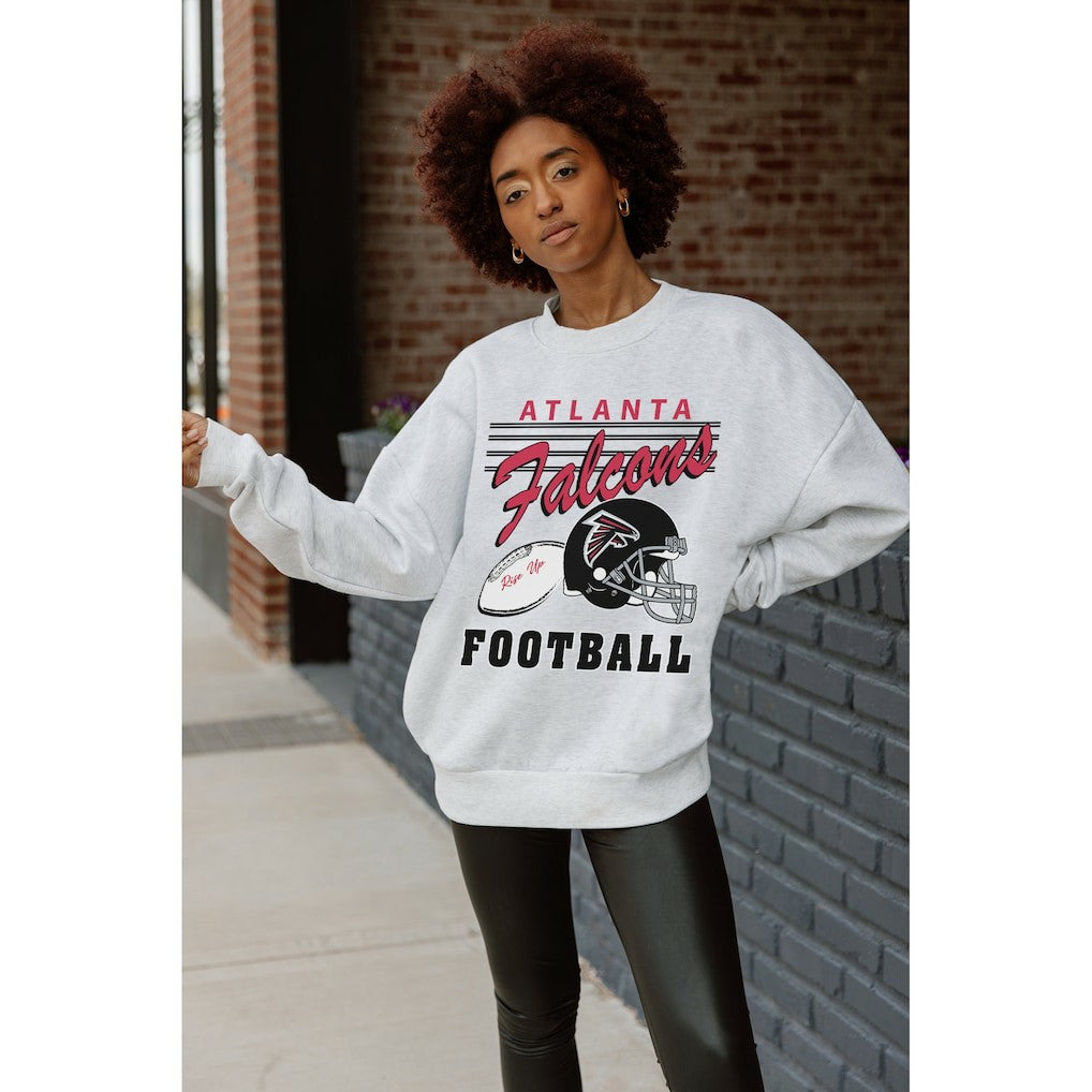 Atlanta Falcons Gameday Couture Women's Home Turf Oversized Premium Fleece Pullover Sweatshirt - Ash discount