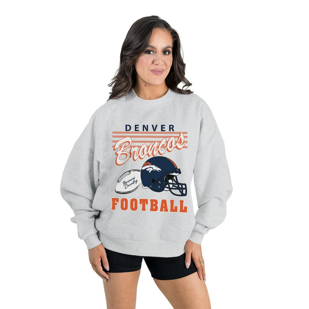 Denver Broncos Gameday Couture Women's Home Turf Oversized Premium Fleece Pullover Sweatshirt - Ash online