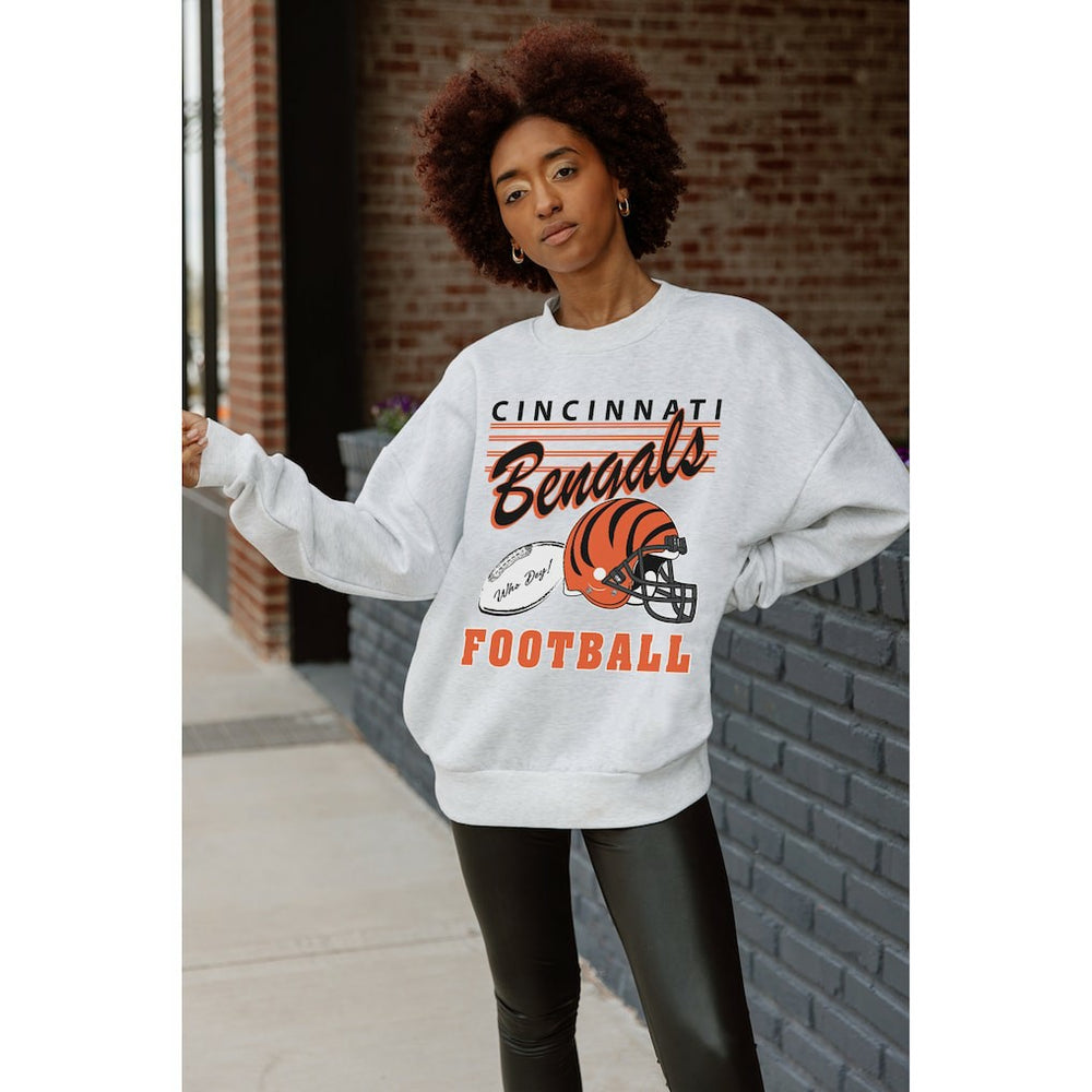 Cincinnati Bengals Gameday Couture Women's Home Turf Oversized Premium Fleece Pullover Sweatshirt - Ash discount