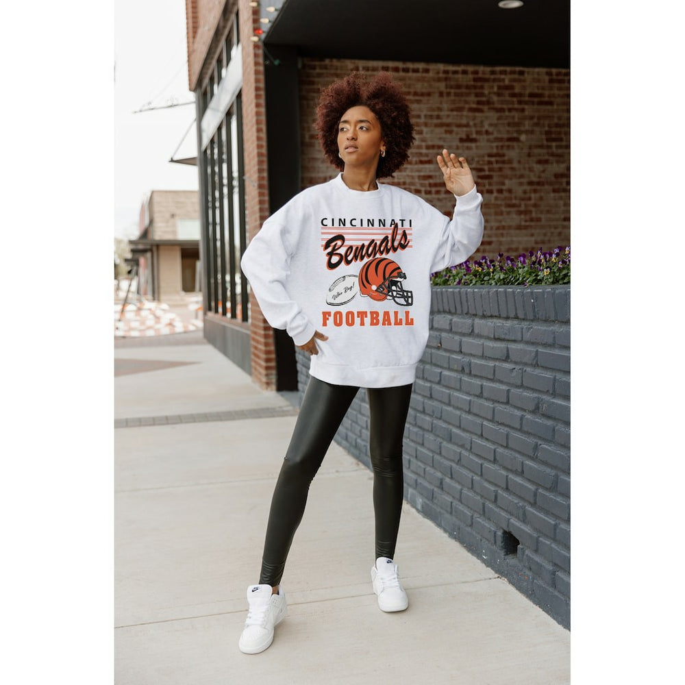 Cincinnati Bengals Gameday Couture Women's Home Turf Oversized Premium Fleece Pullover Sweatshirt - Ash discount