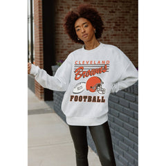 Cleveland Browns Gameday Couture Women's Home Turf Oversized Premium Fleece Pullover Sweatshirt - Ash discount