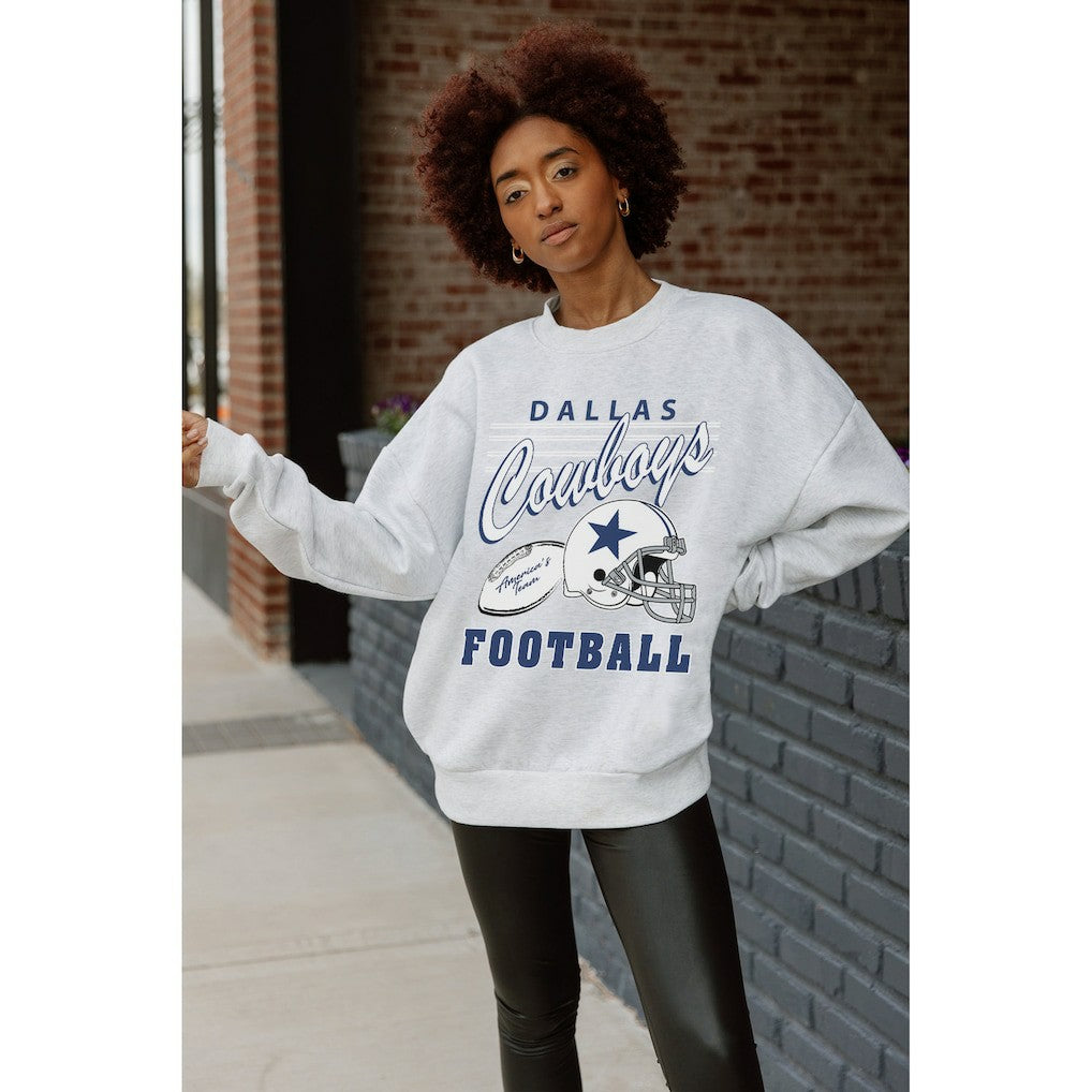 Dallas Cowboys Gameday Couture Women's Home Turf Oversized Premium Fleece Pullover Sweatshirt - Ash on sale