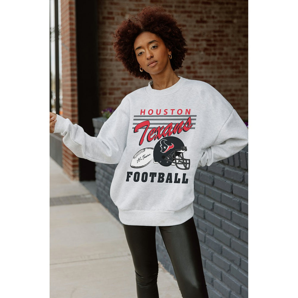 Houston Texans Gameday Couture Women's Home Turf Oversized Premium Fleece Pullover Sweatshirt - Ash for sale