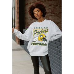 Green Bay Packers Gameday Couture Women's Home Turf Oversized Premium Fleece Pullover Sweatshirt - Ash for sale
