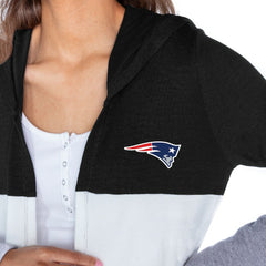 New England Patriots Gameday Couture Women's Tri-Blend Color Block Lightweight Cardigan Hoodie - Black outlet