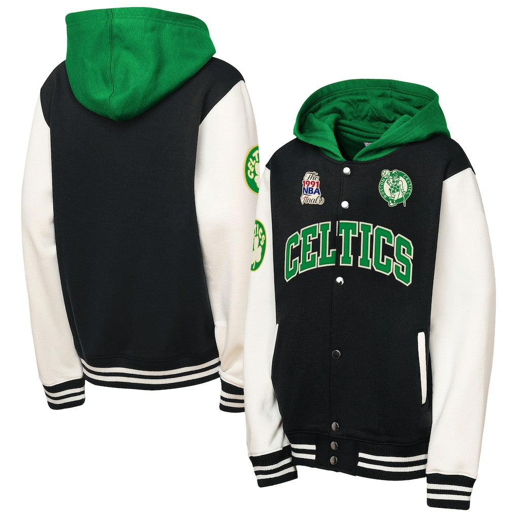 Boston Celtics Youth Hardwood Classics Courtside Fleece Full-Snap Hoodie Jacket - Black online