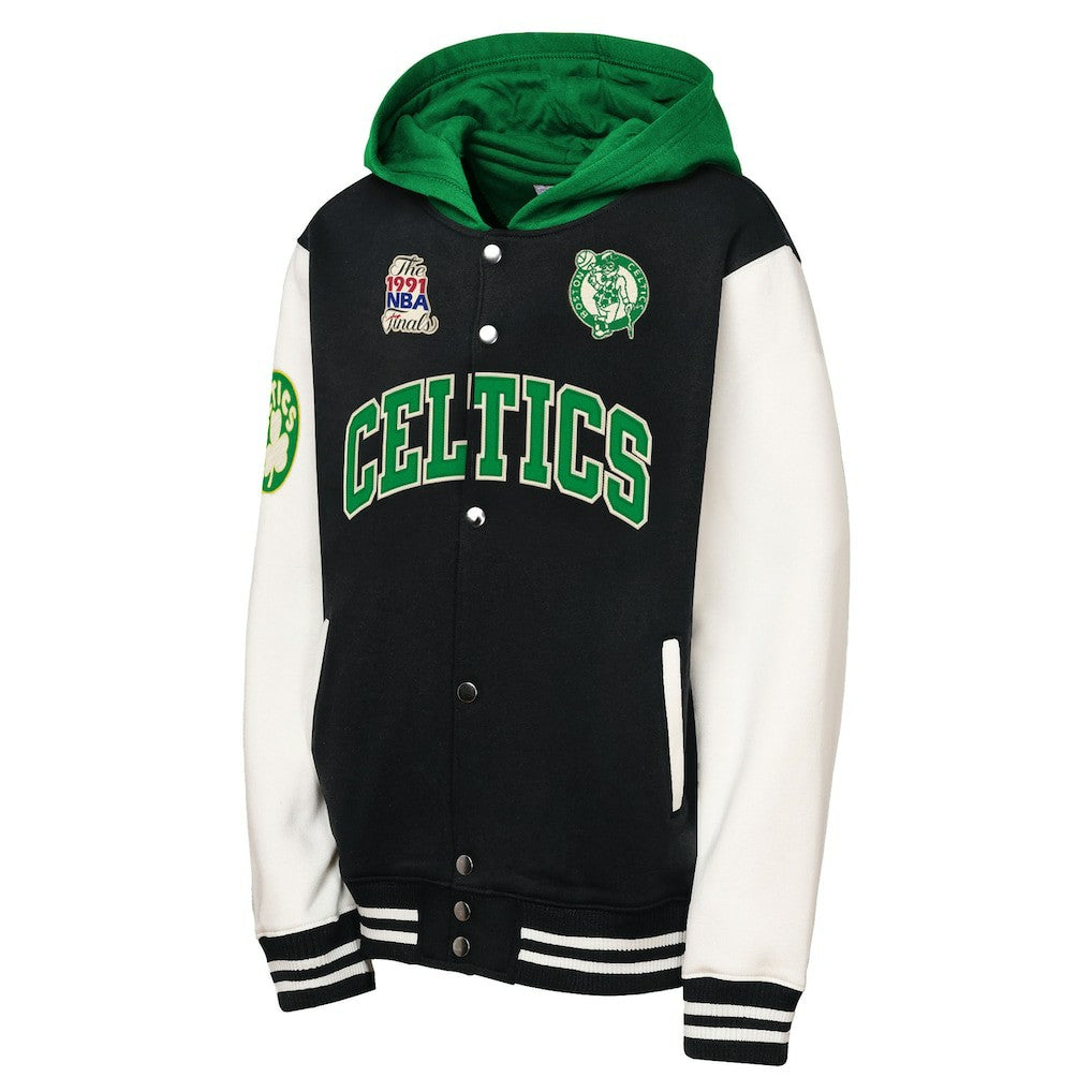 Boston Celtics Youth Hardwood Classics Courtside Fleece Full-Snap Hoodie Jacket - Black online