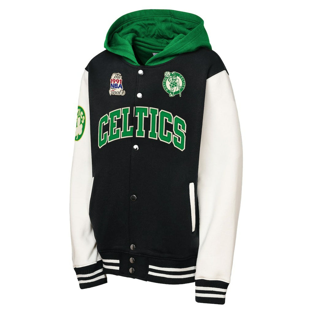 Boston Celtics Youth Hardwood Classics Courtside Fleece Full-Snap Hoodie Jacket - Black online