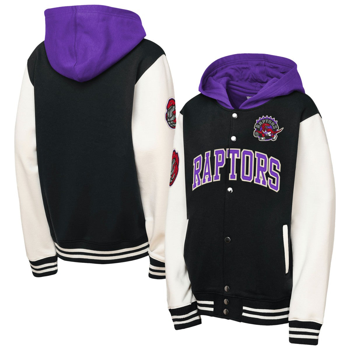 Toronto Raptors Youth Hardwood Classics Courtside Fleece Full-Snap Hooded Jacket - Black for sale