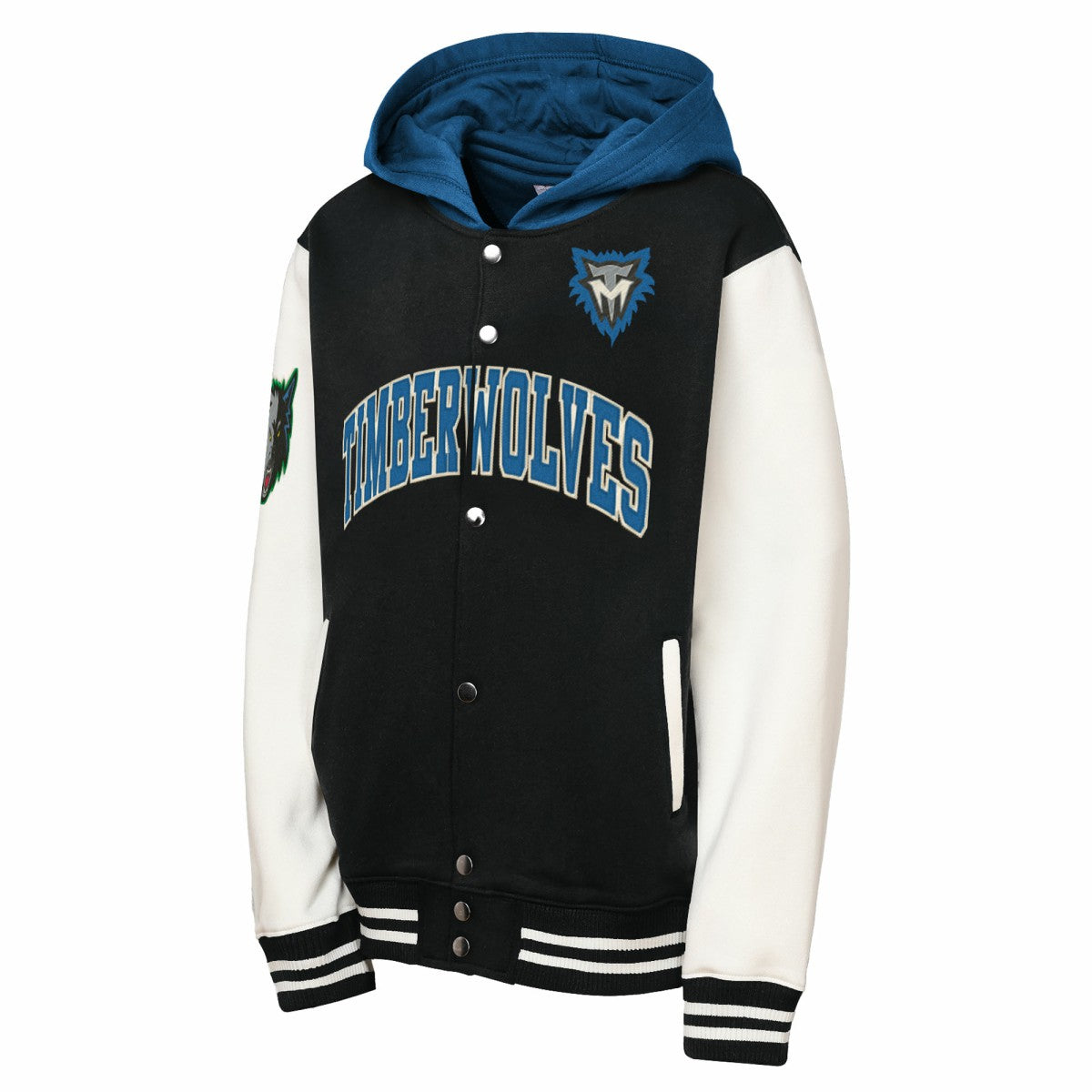 Minnesota Timberwolves Youth Hardwood Classics Courtside Fleece Full-Snap Hooded Jacket - Black outlet