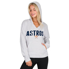 Houston Astros Concepts Sport Women's Liftoff Striped V-Neck Hoodie White/Gray