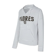 San Diego Padres Concepts Sport Women's Liftoff Striped V-Neck Hoodie White/Gray