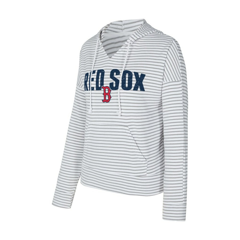 Boston Red Sox Concepts Sport Women's Liftoff Striped V-Neck Hoodie White/Gray