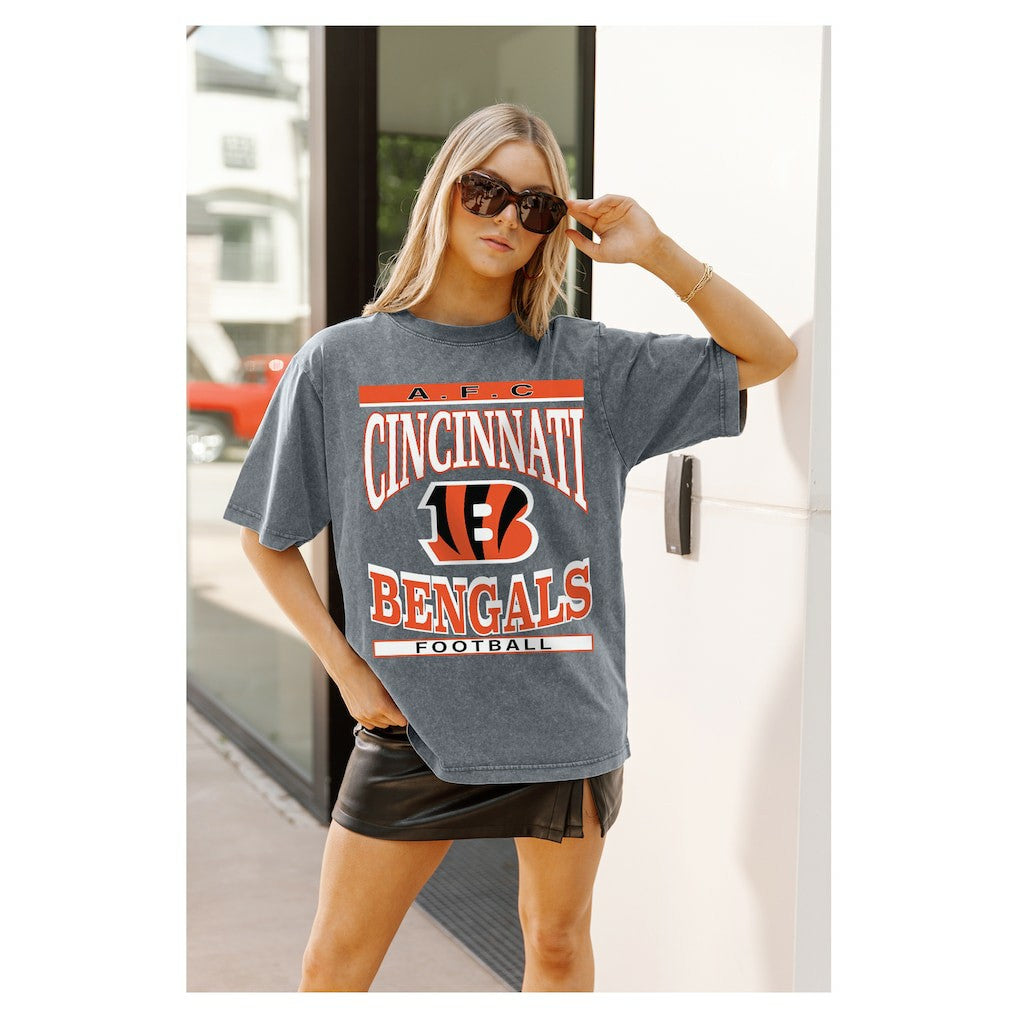 Cincinnati Bengals Gameday Couture Women's Oversized Classic Grind Washed T-Shirt - Gray outlet