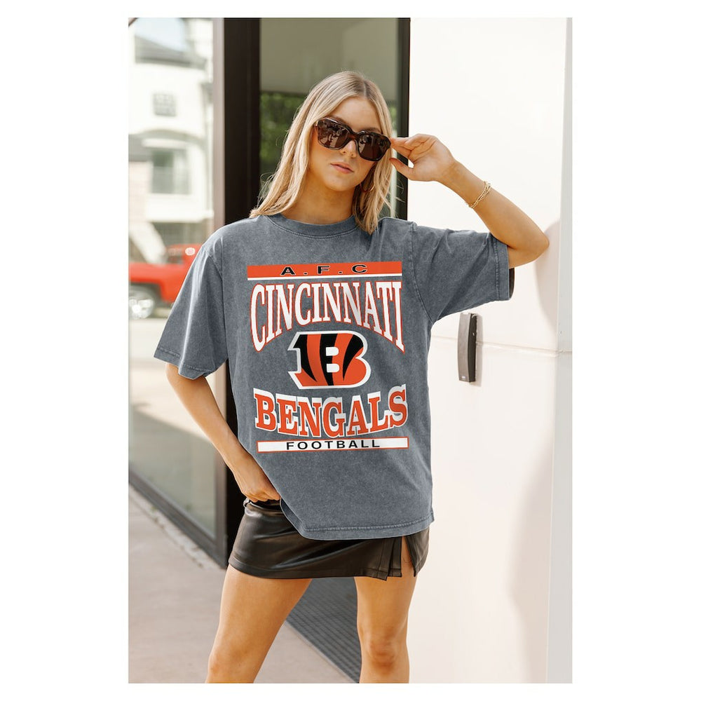 Cincinnati Bengals Gameday Couture Women's Oversized Classic Grind Washed T-Shirt - Gray outlet