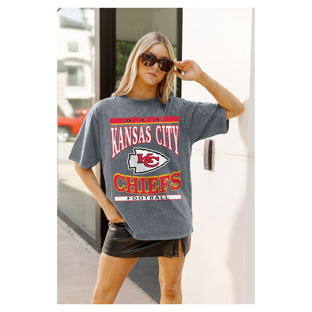 Kansas City Chiefs Gameday Couture Women's Oversized Classic Grind Washed T-Shirt - Gray sale