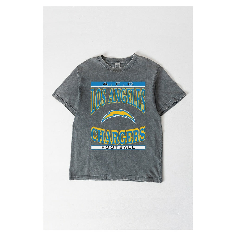 Los Angeles Chargers Gameday Couture Women's Oversized Classic Grind Washed T-Shirt - Gray on sale
