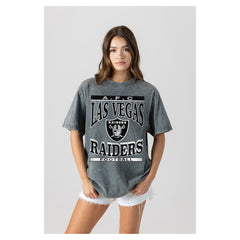 Las Vegas Raiders Gameday Couture Women's Oversized Classic Grind Washed T-Shirt - Gray discount