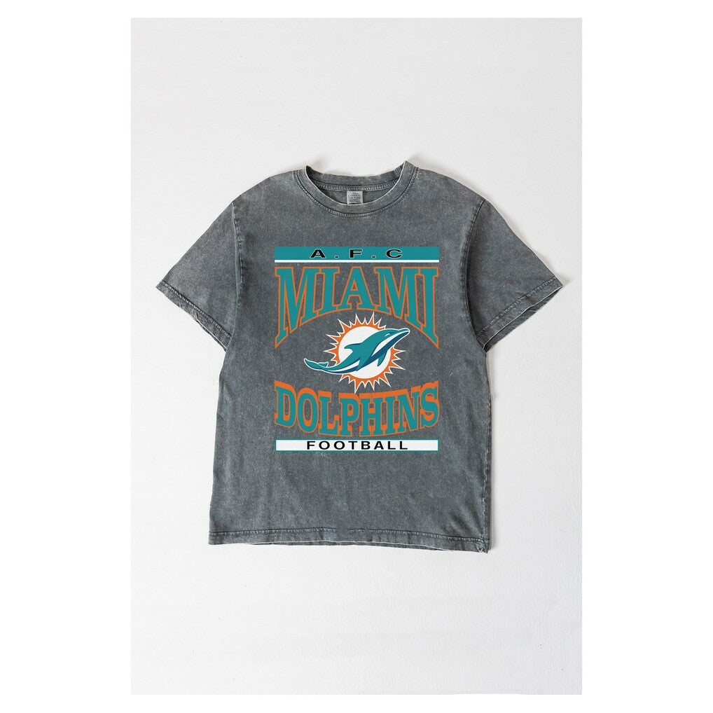 Miami Dolphins Gameday Couture Women's Oversized Classic Grind Washed T-Shirt - Gray cheap