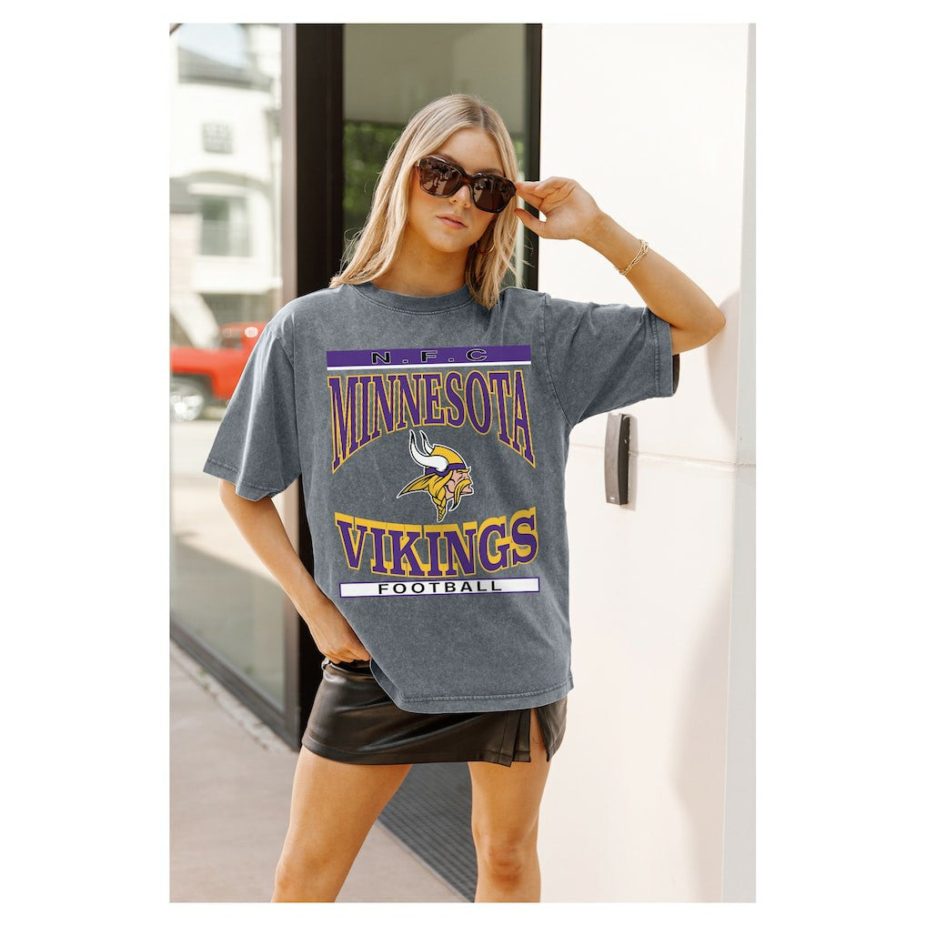 Minnesota Vikings Gameday Couture Women's Oversized Classic Grind Washed T-Shirt - Gray cheap