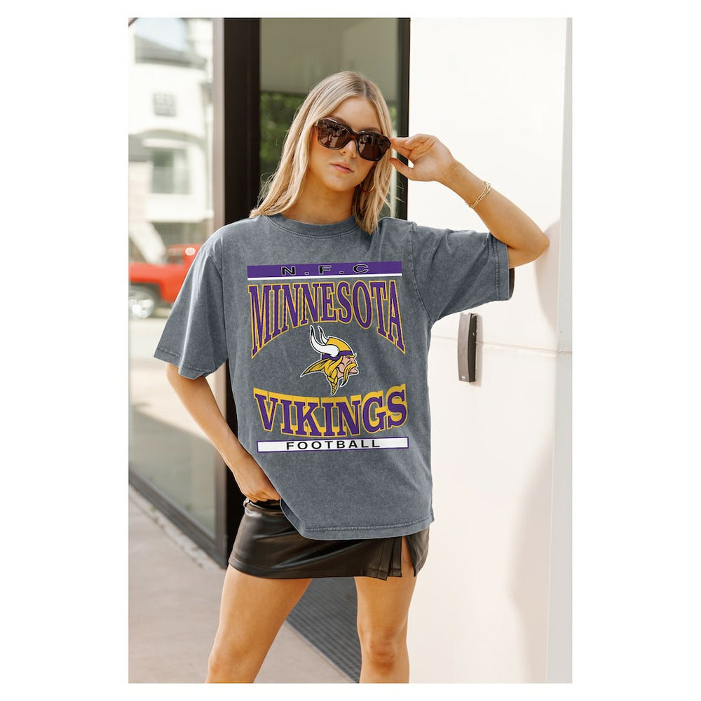 Minnesota Vikings Gameday Couture Women's Oversized Classic Grind Washed T-Shirt - Gray cheap