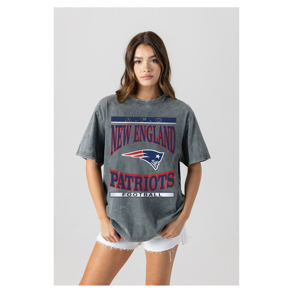 New England Patriots Gameday Couture Women's Oversized Classic Grind Washed T-Shirt - Gray discount